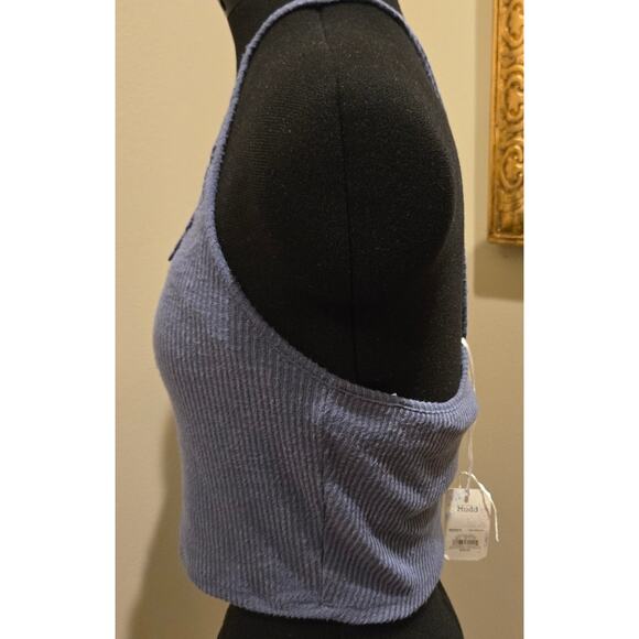 Mudd Crocheted Crop Top Strappy Boho Blue Medium NWT - Picture 3 of 9